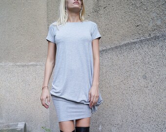 Oversized Grey Tunic/Asymmetrical Tunic/Summer Top/Draped Top/Loose Woman Tunic/Viscose Cotton Blouse/Mini Dress /Grey Tunic/F1607