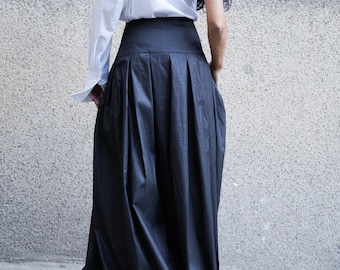 XXL XXXL Skirt/Long Skirt/Maxi Skirt/Lovely Black Skirt/High Low Waist Skirt /Handmade Skirt/Wide Waistband Skirt/Handmade Long Skirt/F1643