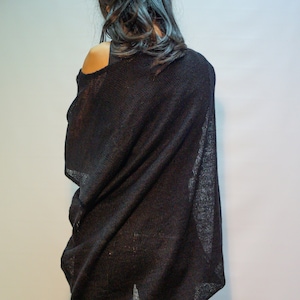 Oversized Asymmetrical Tunic Top/Sweater Dress/Loose Women Tunic Dress/Dolman Sleeve Tunic Dress/Cotton Blouse/Black Handmade Dress/F1347