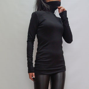 Black Long Sleeve Tunic Top/Women's Casual Blouse/Long Sleeves Dress/Handmade Top/Casual Maxi Shirt/Black Handmade Top/Casual Top/F1290