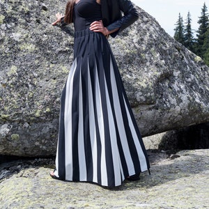 Black White Long Maxi Skirt/Flat Skirt/High Low Waist Skirt/Floor Length Skirt/Fashion Skirt/Pleated Skirt/Maxi Skirt/Elastic Skirt/F1701