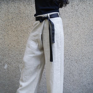 Loose Linen Pants/Drop Crotch Pants/Casual Pants/Linen Pants/Drop Crotch Trousers/Harem Pants/Wide Leg Pants/Beige Linen Pants/F1688