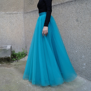 Tulle Skirt/Tutu Skirt/Princess Skirt/Wedding Skirt/Long Skirt/Blue Seven seas Skirt/Blue Women Tulle Skirt/Full Length Ballet Skirt/F1613
