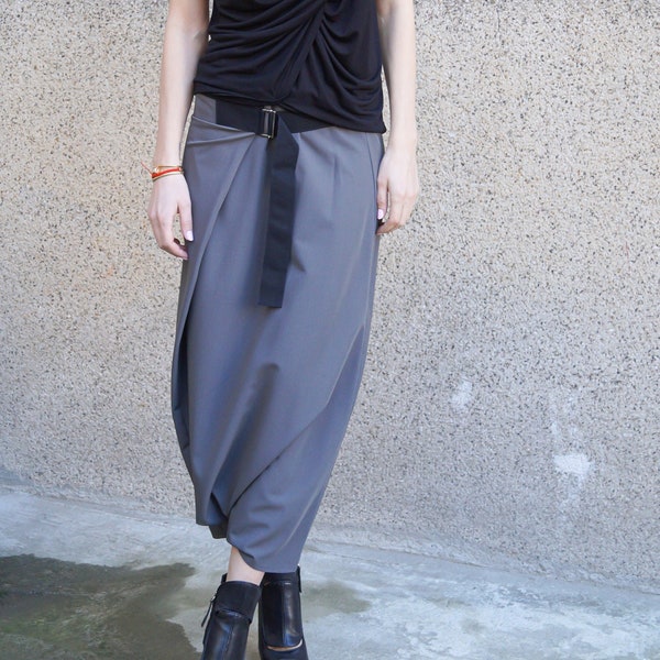 Draped Pants/Loose Skirt Pants/Khaki Harem Pants/Drop Crotch Pants/XXL Skirt/Loose Pants/Extravagant Pants/Tapered Pants/Wrapped Pants/F1673