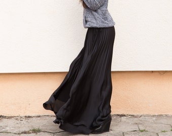 Black Soleil Skirt Pants/Soleil Pants/Loose Skirt/Wide Leg Pants/Comfortable Pants Skirt/ Handmade Soleil/Pleated Pants/Elegant Skirt/F1546