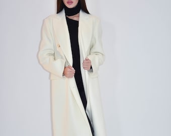 Handmade Wool Coat/Winter Coat/Cashmere Wool Coat/Long Sleeve Trench Coat/Handmade Extravagant Coat/Double Row Fastening Casual Coat/F1945