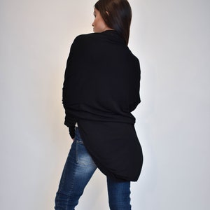 Black Asymmetric Coat/Loose Extravagant Cardigan/Oversized Jacket/Fine Knit Vest/Fashion Vest/Spring Cardigan/Summer Cardigan/F1912