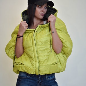 Yellow Quilted Jacket/Windproof Jacket/Yellow Warm Jacket/Double Sided/Trendy Jacket/Buttoned Jacket/Winter Extravagant Coat/Cropped/F1910