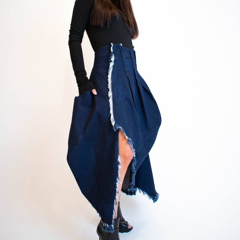 DARK DENIM DRESS W/CINCH BACK main image 0