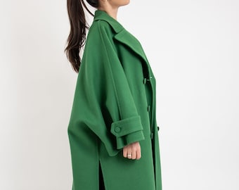 Winter Oversized Wool Coat/Wool Coat/Winter Coat/Oversized Coat/XXL Coat/Masculine Coat/Symmetrical Coat/Coat with Slits/F5085
