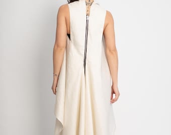 Loose Linen Tunic/Asymmetric Linen Tunic Dress/Draped Neckline Top/Tunic Tops for Women/Summer Linen Dress/White Linen Top/F5072