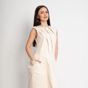 Handgemachtes Baumwoll-Maxikleid - Minimalist & Zeitlos/100% Baumwollkleid/Locker sitzendes Kleid/Handgefertigtes Maxikleid/Nachhaltiges Freizeitkleid/F5019