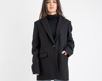 Black Lined Coat/Cashmere Wool Coat/Winter Coat/Wool Blazer/Oversized Coat/Masculine Coat/Fashion Coat/Autumn Winter Coat/Warm Coat/F2425