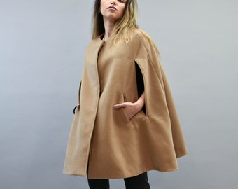 Camel Cape Coat/Jacket For Women/Camel Wool Cape/Cape Jacket/Fashion Cape Coat/Camel Winter Jacket/Cloak Coat/Camel Handcrafted Cloak/F2190