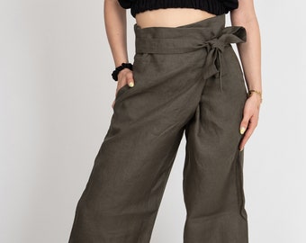 Slouchy Linen Pants/Drop Crotch Pants/Casual Pants/Linen Pants/Drop Crotch Trousers/Harem Pants/Wide Leg Pants/Grey Linen Pants/F1206