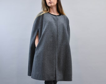 Grey Cape Coat/Jacket For Women/Grey Wool Cape/Cape Jacket/Fashion Cape Coat/Grey Winter Jacket/Cloak Coat/Grey Handcrafted Cloak/F2189