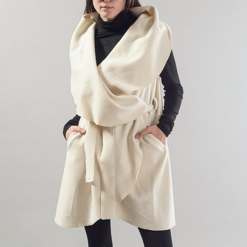 Oversized Lapel Vest/belted Vest With 
