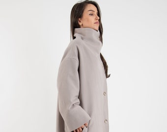 Oversized Coat/Warm Coat/Cozy Lined Coat/Cashmere Wool Coat/Winter Coat/Wool Lined Coat/Masculine Coat/Fashion Coat/Winter Coat/F2429