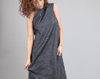 Long Denim Dress/one Shoulder Dress/off Shoulder Dress/denim Maxi Dress/blue  Maxi Dress/eco Dress/asymmetric Dress/denim Dress/fc1101 - Etsy