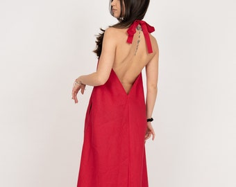 red chiffon backless dress Edikted Women's Annalee Backless Beaded Chiffon Mini Dress main image 0