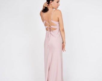 Infinity Dress/Vintage Dress/Elegant Dress/Flowing Dress/Gatsby Dress/Open Back Long Dress/Pink Bridesmaid Dress/Beach Wedding Dress/F2325