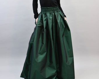 Lovely Green Long Maxi Skirt/High or Low Waist Skirt/Long Skirt with Elastic Band/Handmade Skirt/Long Green Skirt/Formal Skirt/Skirt/F2186