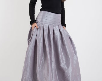 Lovely Long Maxi Skirt/High or Low Waist Skirt/Long Waistband Skirt/Handmade Skirt/Low Waisted Purple Skirt/Formal Skirt/Skirt/F2424