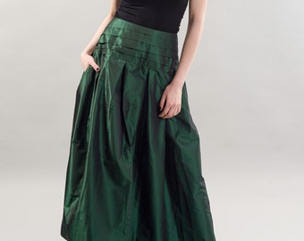 Lovely Green Long Maxi Skirt/High or Low Waist Skirt/Long Waistband Skirt/Handmade Green Skirt/Evening Skirt/Long Skirt/Casual Skirt/F1819