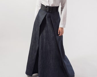 Denim Dress/Denim Handcrafted Skirt/Jean Skirt/Casual Handmade Dress/Women Long Skirt/Long Denim Dress/Casual Denim Skirt/Long Dress/F1832