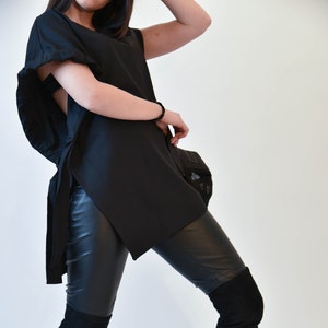 Asymmetrical Tunic Top/Oversized Black Top/Casual Loose Tunic/Extravagant Top/Handmade Black Top/Handmade Loose Black Tunic/Top/F1980