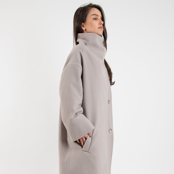 Oversized Coat/Warm Coat/Cozy Lined Coat/Cashmere Wool Coat/Winter Coat/Wool Lined Coat/Masculine Coat/Fashion Coat/Winter Coat/F2429