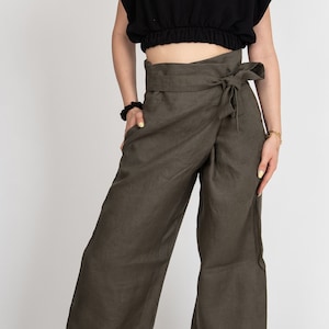 Slouchy Linen Pants/Drop Crotch Pants/Casual Pants/Linen Pants/Drop Crotch Trousers/Harem Pants/Wide Leg Pants/Grey Linen Pants/F1206