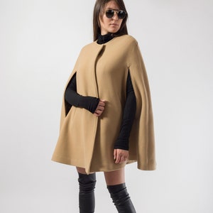 Winter Cape Coat/Jacket For Women/Wool Cape/Cape Jacket/Fashion Cape Coat/Winter Jacket/Cloak Coat/Handmade Camel Coat by FloAtelier/F1821