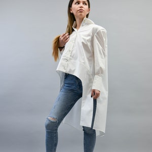 Oversized Asymmetrical White Shirt/ White Shirt/long Sleeved - Etsy