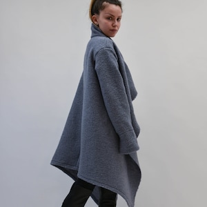 Grey Asymmetrical Cardigan/Oversized Sweater/All Season Coat/Wool Mohair/Casual Loose Knit Coat/High Quality Cardigan by FloAtelier/F1501