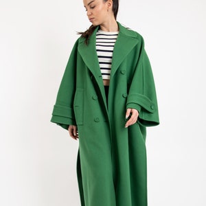 Green Wool Coat/Cashmere Wool Coat/Winter Coat/Oversized Coat/XXL Coat/Masculine Coat/Symmetrical Coat/Autumn Winter Coat/Warm Coat/F2504