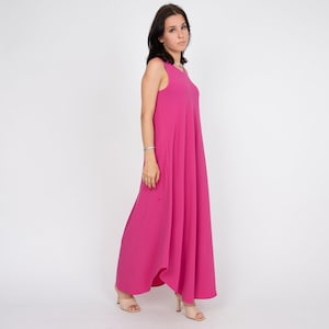 Fuchsia Dress/Vintage Dress/Elegant Dress/Flowing Dress/Gatsby Dress/Asymmetric Long Dress/Pink Bridesmaid Dress/Boho Wedding Dress/F2326