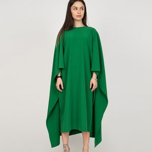 Green Cape Dress/oversized Dress/elegant Flowing Dress/handmade Dress ...