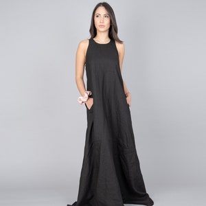 Convertible Black Kaftan/Asymmetrical Tunic/Maxi Dress/Black Linen Kaftan/Fashion Dress/Casual Top/Sleeveless Black Dress/Maxi Top/F1401