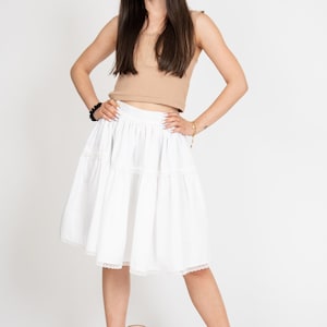 Lovely Cotton Midi Skirt/High or Low Waist Skirt/Long Waistband Skirt/Handmade Skirt/Low Waisted White Skirt/Formal Skirt/Boho Skirt/F1458