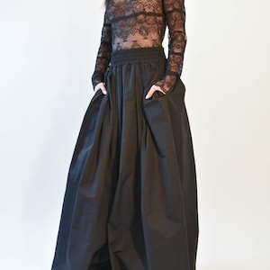 Lovely Black Long Maxi Skirt/High or Low Waist Skirt/Long Elasticband Skirt/Handmade Skirt/Low Waisted Black Skirt/Formal Skirt/Skirt/F1988