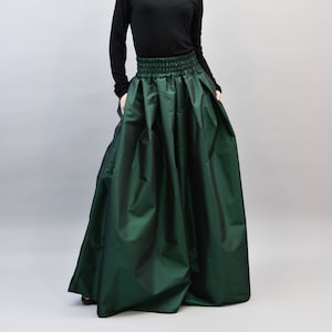 Lovely Green Long Maxi Skirt/High or Low Waist Skirt/Long Skirt with Elastic Band/Handmade Skirt/Long Green Skirt/Formal Skirt/Skirt/F2186