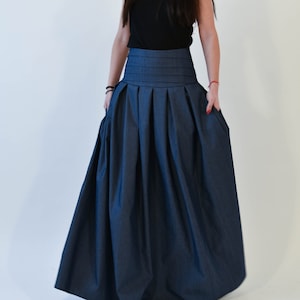 Lovely Blue Denim Maxi Skirt/High Low Waist Skirt/Long | Etsy
