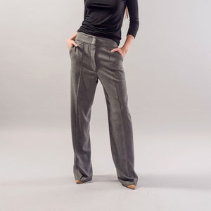 NEW Wide Leg Pants/Zipper pants/Casual Cotton Pants/Culottes Pants/Straight Pants/Loose Pants/Mid Rise Pants/Grey Pants/Fashion Pants/F1785