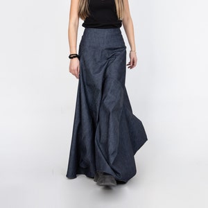 Denim Skirt/Denim Dress/Asymmetrical Jean Skirt/Casual Women Long Skirt/Long Dress/Asymmetrical Denim Handmade Long Dress/F2370 image 1