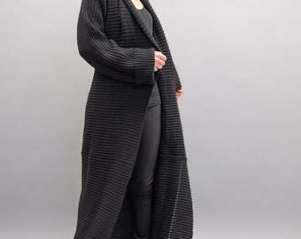 extra long black cardigan