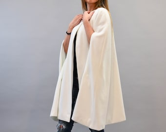 Winter Cape Coat/Jacket For Women/White Wool Cape/Cape Jacket/Fashion Cape Coat/Winter Jacket/Cloak Coat/Handmade White Coat/White Top/F2176