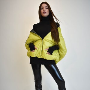 Yellow Quilted Jacket/Windproof Jacket/Yellow Warm Jacket/Double Sided/Trendy Jacket/Buttoned Jacket/Winter Extravagant Coat/Cropped/F1896