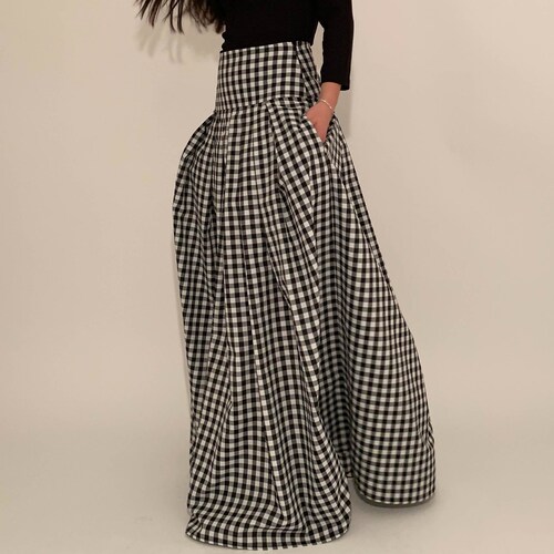 Lovely  Long Maxi Skirt/High or Low Waist Skirt/Long Waistband Skirt/Handmade Skirt/Low Waisted Black Skirt/Formal Skirt/Skirt/F1860