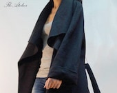 Shawl Collar Coat Black Wool Coat Winter High Collar Coat Cashmere Wool Coat Trench Coat Symmetrical Coat Handmade Autumn Winter Coat F1228